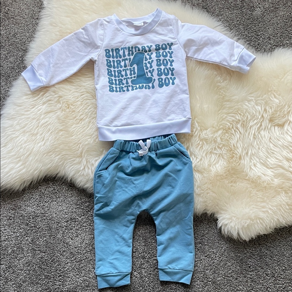 Amazon Kids 1st Birthday Matching Set - White and Blue